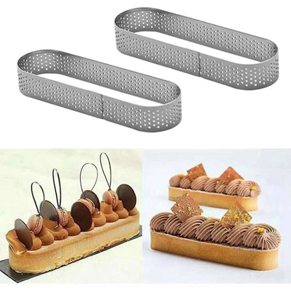15 stk Oval Tartlettformer Perforerte Tartformer for Baking Rustfritt Stål Rund Form Ring for Tart [DB] Silver