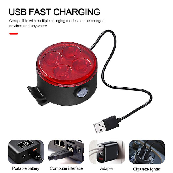 2 kpl Mini Etu- ja Takavalon Sarja 4 LED USB-Lataus Pyörävalo 4 LED Etupyörälamppu Pyöräily Takavalo Pyörän Tarvikkeet {DB} 2 PCS Red China