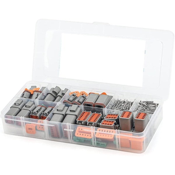 188 st Deutsch Dt Grey Connector Kit med 16 solida kontakter i 2,3,4,6,8 och 12 stiftskonfigurationer, bilkontakter [DB]