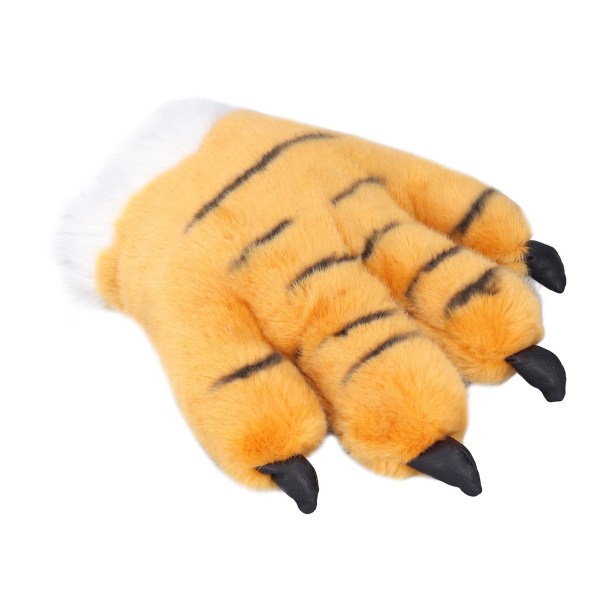 Simulering Dyreklohansker Cute Tiger Claw Plysjhansker Werewolf Costume Hansker [DB] Yellow