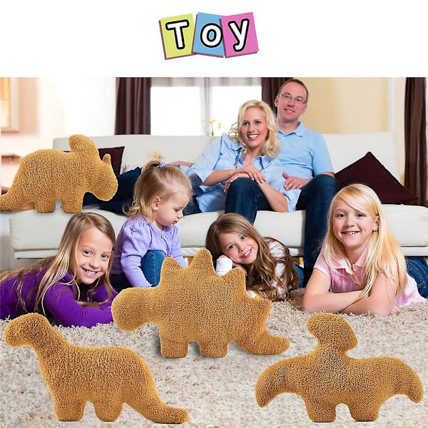 DB Dinosaur Chicken Nugget Kudde Plysch Leksak Mjuk Dino Stoppade Djur Dockor Kreativ Födelsedagspresent Till Barn Flickor Pojkar Triceratops