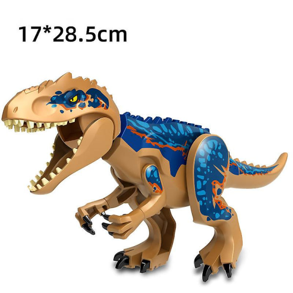Dinosauruksen rakennuspalikkalelut,tyrannosaurus Dinosauruksen modulaarinen rakennuslelu Jurassic-lelu T-rex Raptor -figuurilahja lapsille 3-12-vuotiaille Db Brown Blue