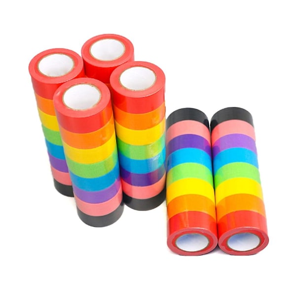 Färgad Maskeringstejp Multipack Färgglad Hantverkstejp Levande Regnbågstejp [DB] 12 rolls of color 25MM by 13M