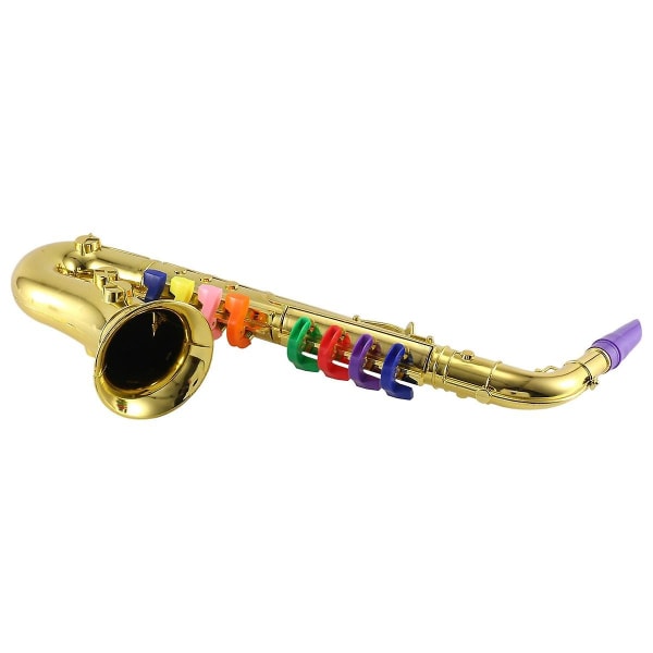 Saksofoni 8 värillistä näppäintä metallinen simulointi rekvisiitta leikki mini musikaali lapsille syntymäpäivä lelu kulta