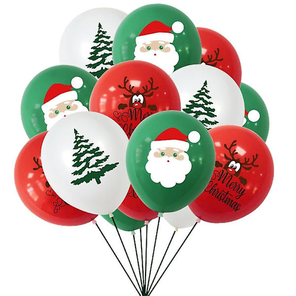 1 Set Konfettiballonger Glad Jul Tryck Lätt att Hänga Emulsion Jultomte Girlang Ballonger [DB] 3