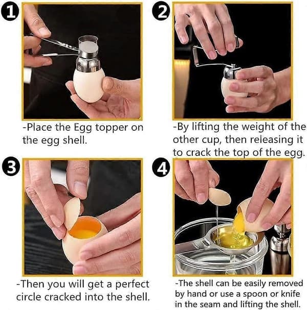 Eggåpner i stål, eggåpner i rustfritt stål, eggehvite separator, rustfritt [DB]