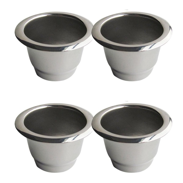 4 st återfyllningsbara kaffekapslar i rostfritt stål, kaffefilter, återanvändbara kaffepads, återanvändbara kaféer [dB} Silver