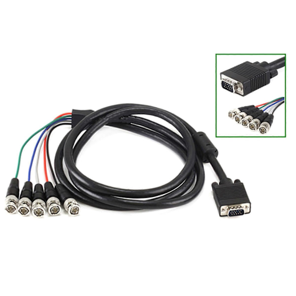 VGA til BNC-kabel RGBHV skjermkabel VGA til RGB-kabel 3 meter VGA til 5 BNC-kabel, videokabel, HDTV Mo db