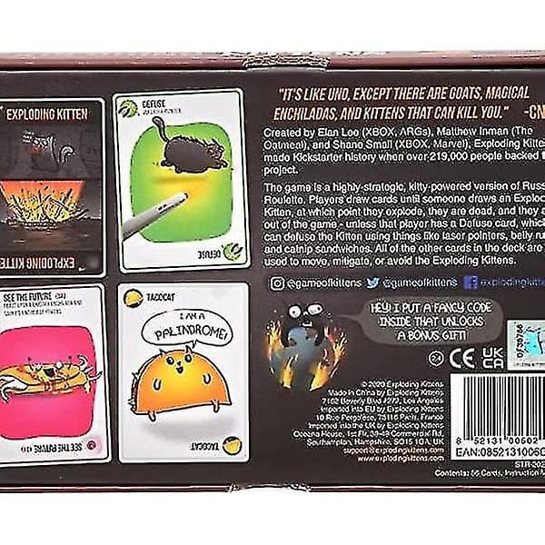 Exploding Kittens - Korttipeli | Perheystävällinen Juhlapeli | Venäläinen Ruletti | Englanti | 7+ vuotta | 2-5 pelaajaa [db]