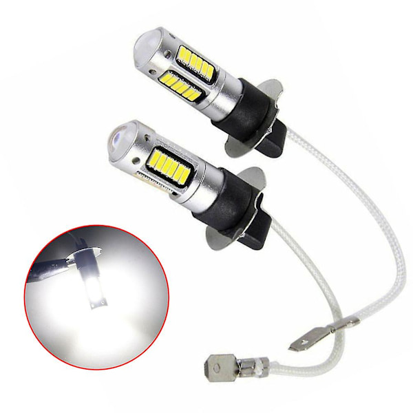2 kpl H3 Led Auton Sumuvalot 6000k Valkoinen Valo Led Lamppu Sumuajovalot [DB]