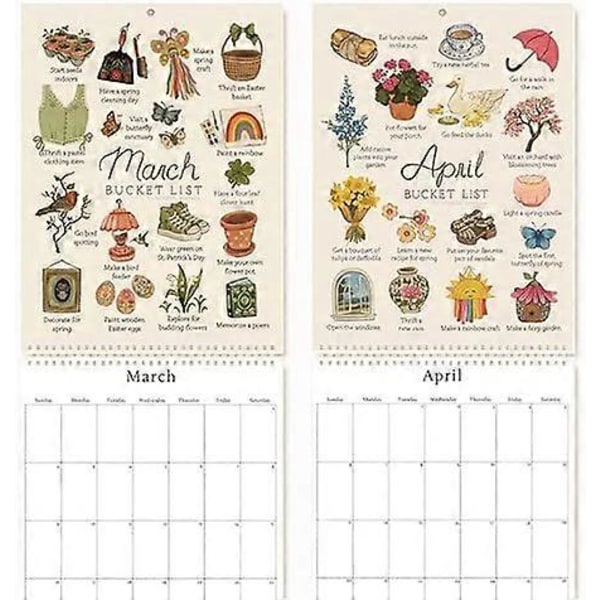 2025 Bucket List Kalender, 2025 12 Måneder Vægkaleender, 2025 Vægkaleender To Do Liste & Noter Kalender, 2025 Kalender til Planlægning DB 3pcs
