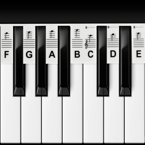 Pianonoteguide Fjernbare klaviaturnoteetiketter for læring, 88-tangenter i full størrelse, flott visuelt verktøy for barn og nybegynnere (regnbue) Db Classical