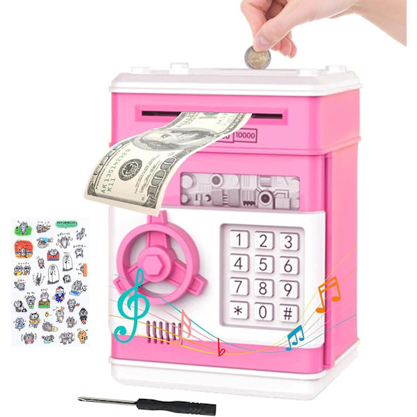 Børnesparegris, pengeautomat sparegris, elektronisk sparegris med adgangskodebeskyttelse, automatisk papirpenge-scroll-sparegris, Atm Saving Bank, Tolles