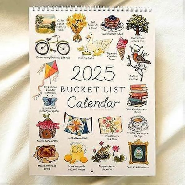 2025 Bucket List Kalender, 2025 12 Måneder Vægkaleender, 2025 Vægkaleender To Do Liste & Noter Kalender, 2025 Kalender til Planlægning DB 3pcs