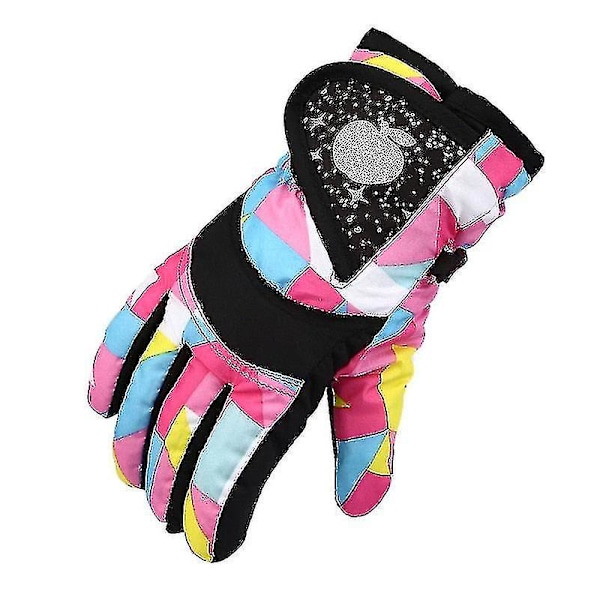 Vandtætte Varme Handsker til Piger og Drenge - Professionelle Skihandsker til Vinter - Vindtætte Ski- og Snowboardhandsker til Børn - Ridehandsker DB Color Block L