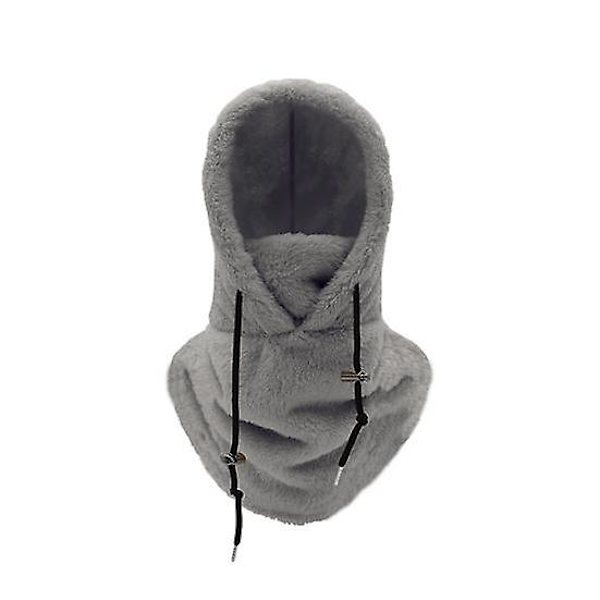 Skidhuva Ansiktsmask Ansiktsmask med Justerbar Dragkedja Vinter Vindtät Varm Huva Skydd Hatt Halsduk [DB] grey