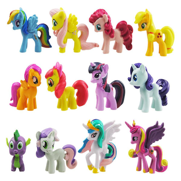 12 stk/sett My Little Pony Figurer Leker Kake Toppers Mini Unicorn Fest Dekorasjon Gaver Db