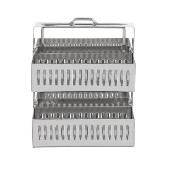 Glasobjektglasstativ rustfrit stål farvningsstativ 30 positioner mikroskopobjektglasholder[DB]