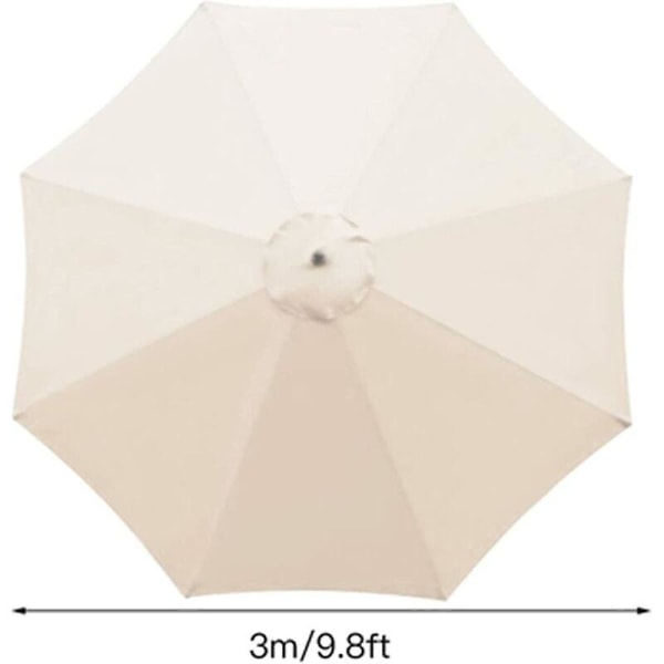 Erstatningsdeksel for parasoll, 8 ribber, 3 M, vanntett, anti-uv, erstatningsstoff, beige