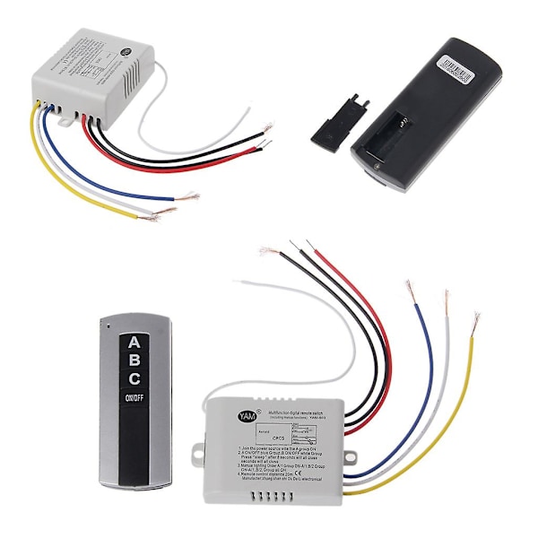 Trådlös 3-kanals On/Off Lampa Fjärrkontroll Switch Mottagare Sändare db