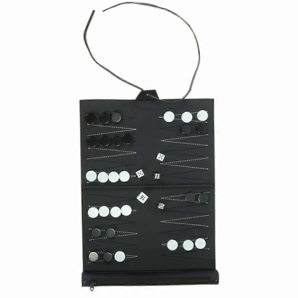 Foldbart Backgammon-brett med PU-lær sjakkbrett - Bærbar reisegave {DB}