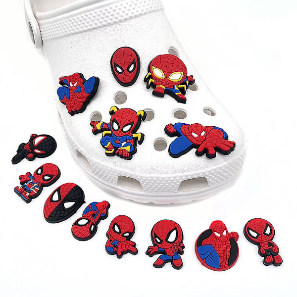 13 kpl Spider-man-supersankari-teemaiset Crocs-kenkäkorut DIY-tukko-sandaalien koristeluun Kenkien lisävarusteet Lahjasetti [DB]