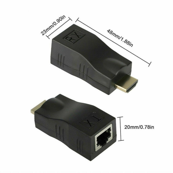 Hdmi-forlenger Hdmi til Rj45 over Cat 5e/6 nettverks-LAN Ethernet-adapter 4k 1080peu Db