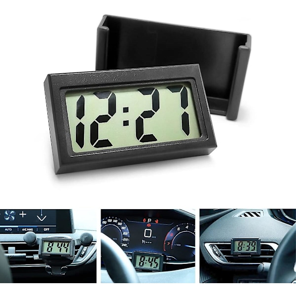 Mini digitalklocka för bilinstrumentpanel, självhäftande elektroniska klockor för fordon med LCD-tid dB