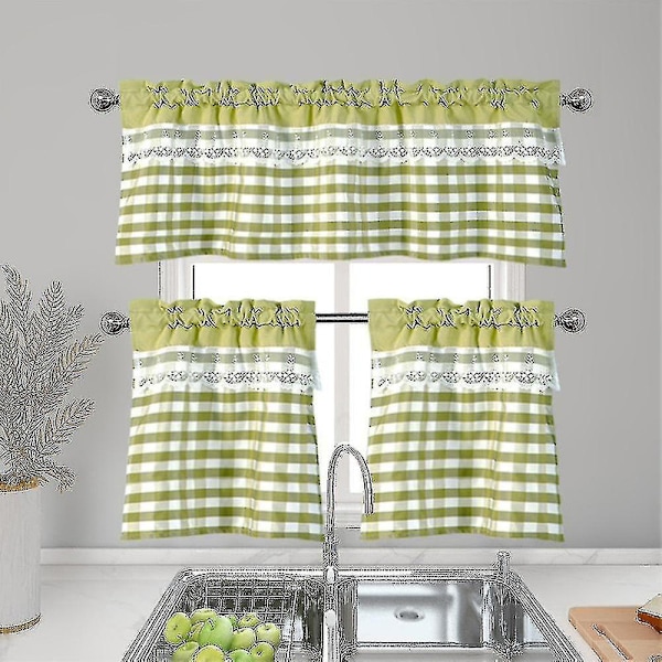 Keittiön verhot sisustus ikkuna verho ylellinen kahvila valance topper verhot A db Yellow Green 74cmx61cm
