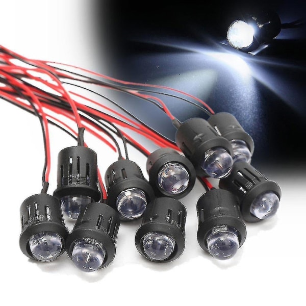 10 Pcs/set 12v 10mm Pre-wired Constant Led Ultra Bright Water Clear Bulb Cable 20cm Prewired Led [DB]