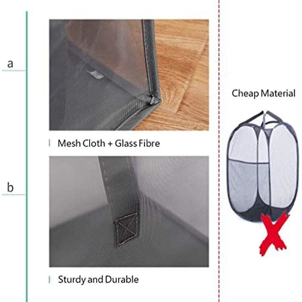 Pop-up vaskeromskurver - Sammenleggbare vaskeromskurver i mesh med håndtak - Sammenleggbar for vaskeoppbevaring, flott for barnerommet, college