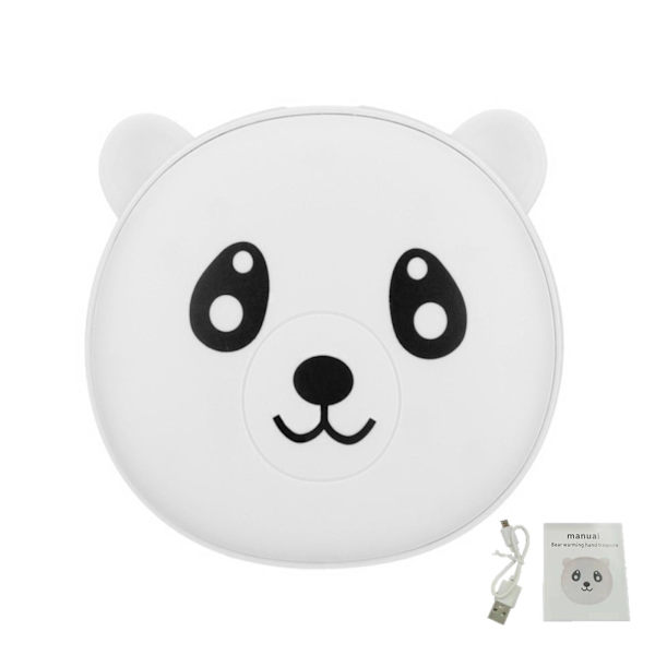 Söpö sarjakuva Panda Karhu Talvi Mini Kädenlämmitin 2 In 1 3600mah Ladattava Tasku Mobiili Virtapankki Uudelleenkäytettävä Sähkökäyttöinen Käsinlämmitin  [dB} White
