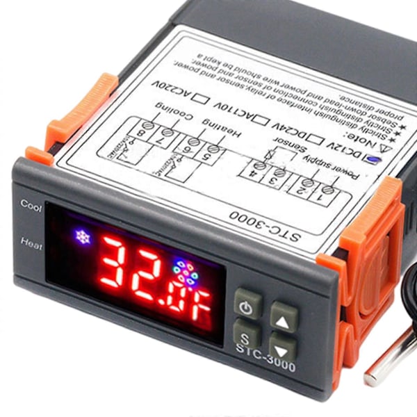 STC-3000 Digital Temperaturregulator med Sondsensor DC 12V/24V AC 110-220V [DB] DC24V
