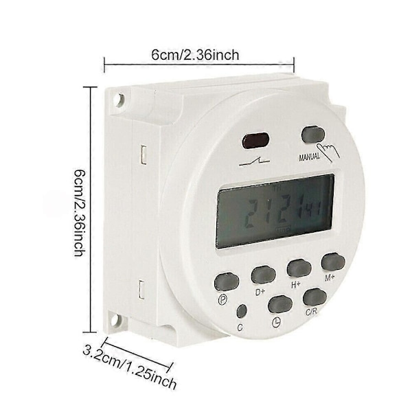 DC 12V 16A LCD Digital Timer Bryter Elektronisk Strøm Tidsrelé Programmerbar [db]