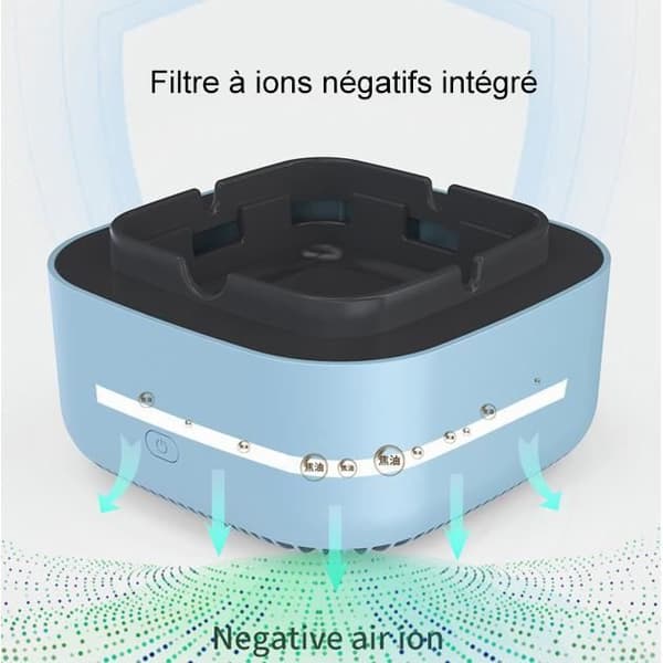 Elektronisk askebæger - Røgfjernelse og tyverisikring til hjemmet - Aromaterapi luftrenser - Grå[DB]