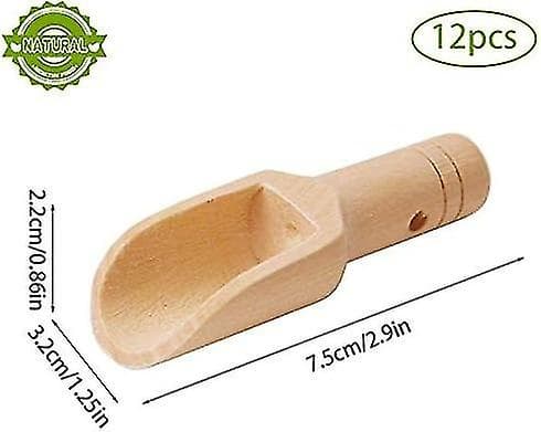 Mini-träsked, 12 st 7,5 cm liten saltsked, bad-träsked, mini-träskopa, kryddsked