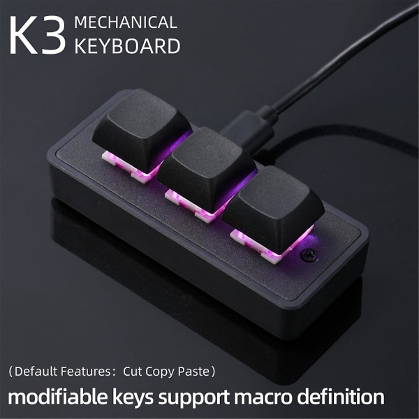 Tilpasset Mini-tastatur 3 Taster Programmering Makro-tastatur Kopier Lim Inn Usb Mekanisk Tastatur For