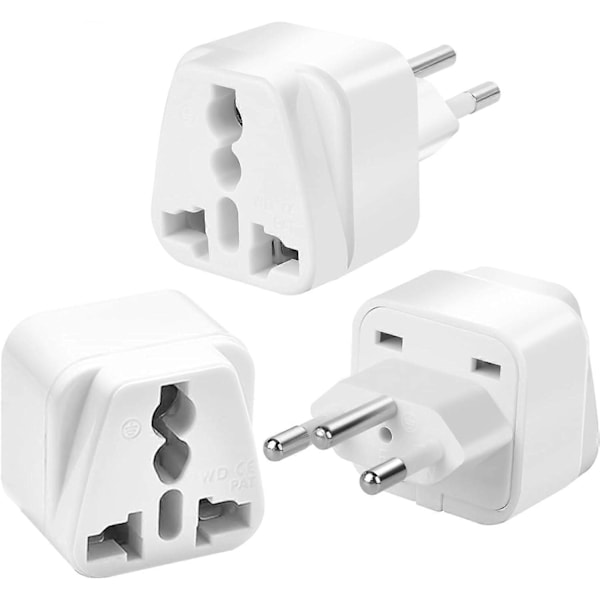 3-pack UK till Schweiz Kontaktadapter, Schweizisk Kontaktadapter, Schweizisk Reseadapter 3-stift Jordad Internationell Universell för Schweiz [db] White White