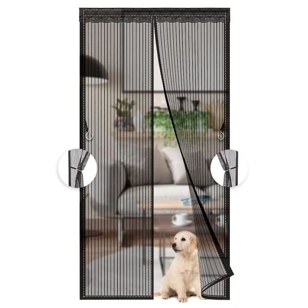 Musta magneettinen hyttysverkko ovelle, mesh , kokonaan ovi, itsesulkeutuva parvekkeelle, helppo asennus, 120x210 cm