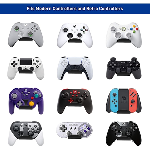 Under Desk & Desktop Controller Holder Stand (2 Pack) Til Xbox One Ps4 Ps5 Steam Switch Pc, Universal Gamepad Controller [DB]