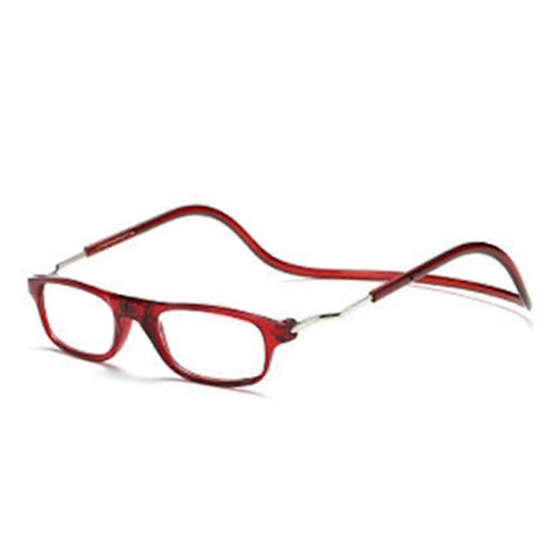 2025 Hängande Vikbara Magnetiska Läsglasögon Glasögon Front Click Connect Nacke NY [DB] 100 BURGUNDY