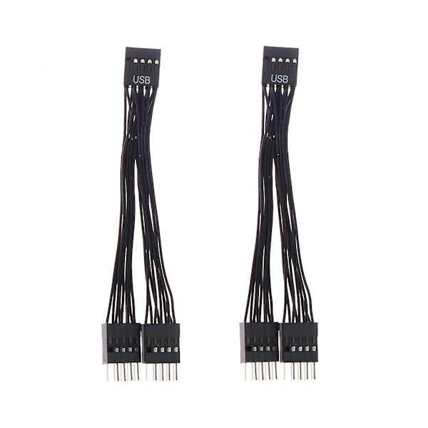 2 stk. Computer Motherboard Usb-forlængerkabel 9 Pin 1 Hun til 2 Han Y Splitter Audio Hd Extensio