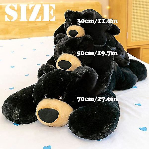 Viktad ångestdinosaurie plyschleksak kastkudde/söt dinosaurie gosedjur docka för pojkar flickor-utmärkt [DB] Black Bear 30cm 11.8 inch