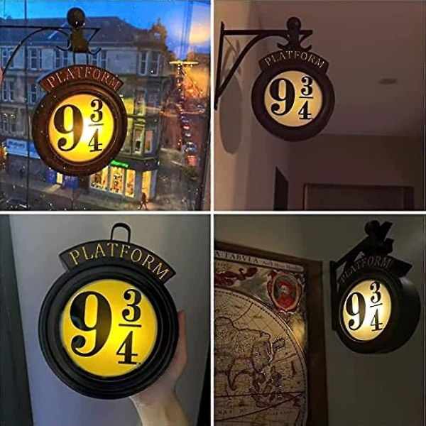 Harry Potter hengende 9 3/4 nattlys, hjemmeinnredning Harry Potter-skiltlys Led-lampe dekorasjon [DB]