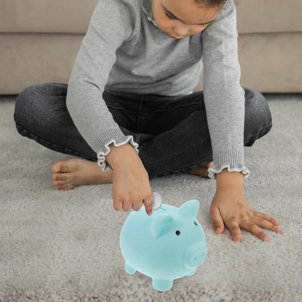 Spargris Söt Spargris för Dekor Blå PVC Grisformad Pengakruka[DB]