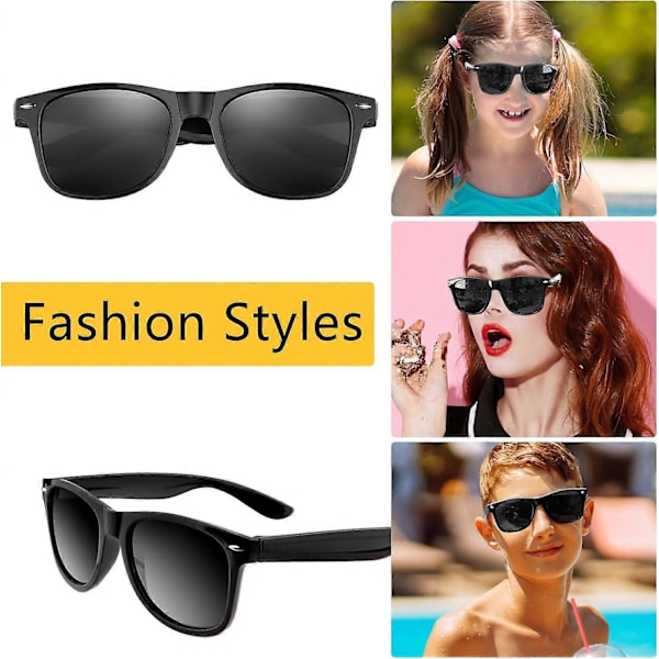 12 Pak Solbriller Neon Farver Solbriller Fest Favorer Goody Bag Fyld Bulk til Fødselsdagsfest Strand Pool Party, 12 Farver{ DB} Black