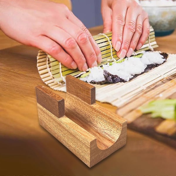 Sushiholder i træ, Sushi Serveringsfad, Serveringsfad Stand, Taco Rack Bakke til Sammenkomster Restaurant [db] Wood Single Grid