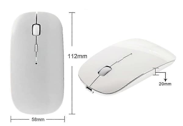 Bluetooth Mus Genopladelig Trådløs Mus Slank Trådløs Mus Til Pc Computer Android [DB] White