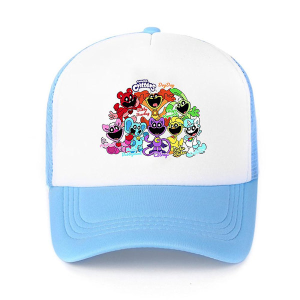 Smilende Critters Snapback Baseball Cap Barn for Gutter og Jenter Sommer Justerbar Pustende Solhatt (FW) Sky Blue