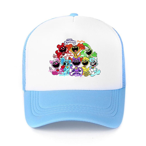 Smiling Critters Snapback Baseball Cap Barn för Pojkar Flickor Sommar Justerbar Andningsbar Solhatt (FW) Sky Blue